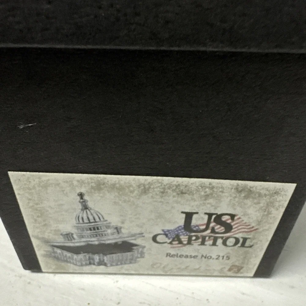 Object d'art Bling Enamel Trinket Pill Box Hinged Art/Form USA US Capitol‎ #215